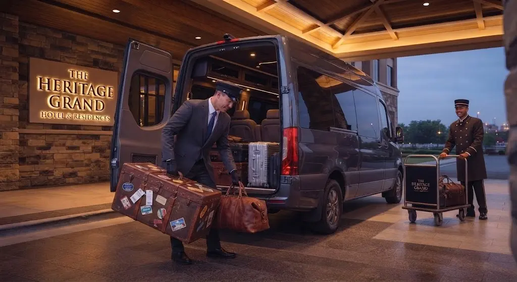 houston hotel to galveston port transfer luggage loading process