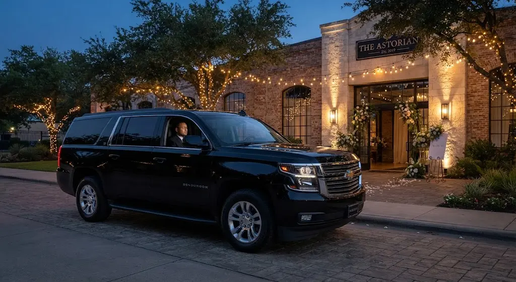Comfortable interior seating of a wedding guest shuttle suv houston vehicle.