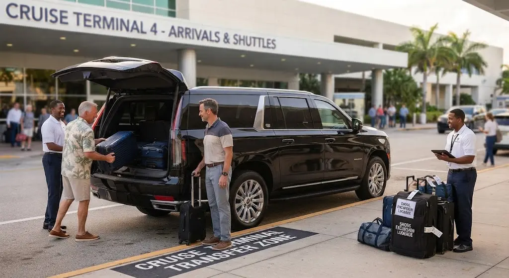 Travelers utilizing an iah airport to galveston shuttle service.