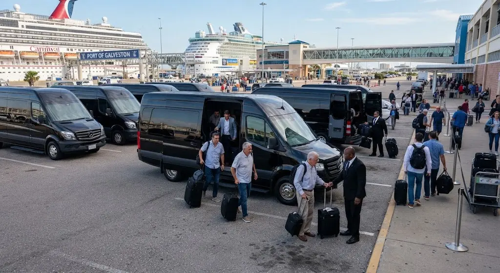 Best shared transfer vehicle arriving at Galveston cruise port terminal