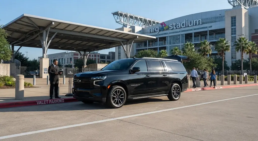 Premium group seating inside nrg stadium shuttle fleet vehicle